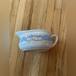 White Ceramic Gravy Boat - Ribbon Geese